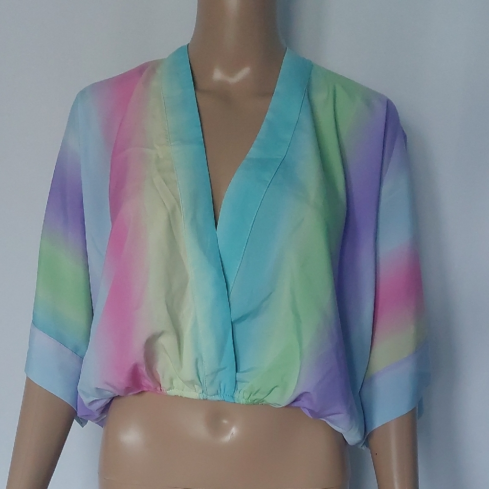 HYFVE Pastel Rainbow Blouse Womens Size‎ M